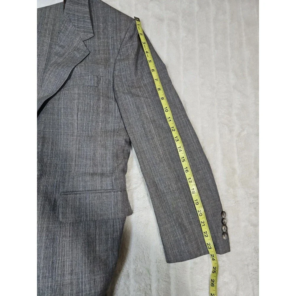Vintage Austin Manor 3 Piece Suit Mens 42S 35x30 Grey Multi Micro Pinstripe Wool